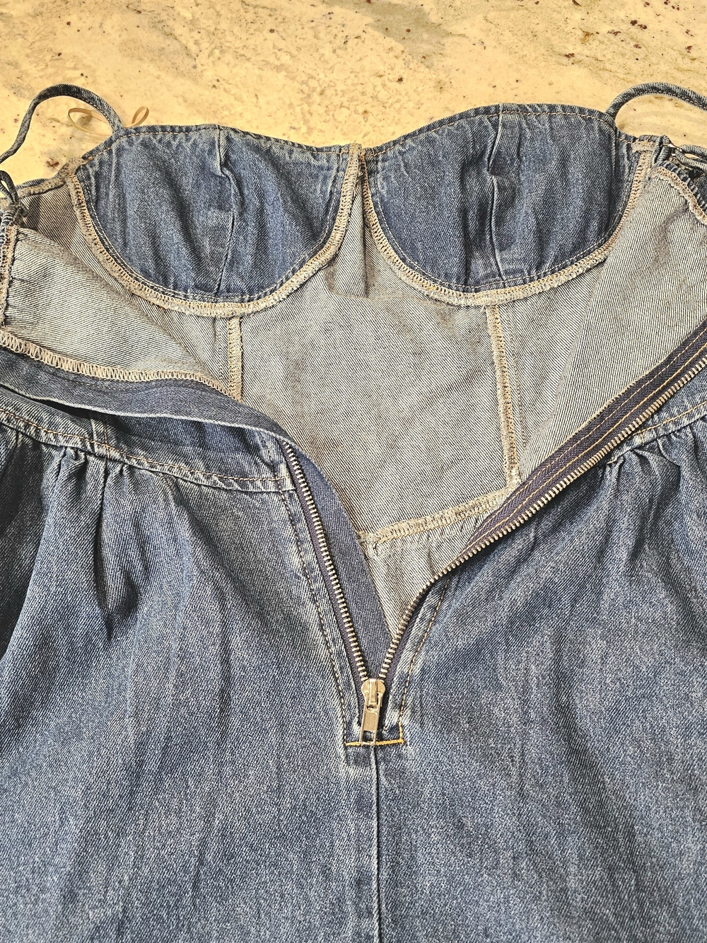 Commense Indigo Denim Midi Dress with Spaghetti Straps Western Flowy A Line - Picture 10 of 13